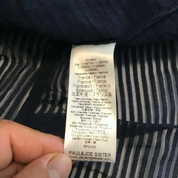 PAUL & JOE Sister Women's Blue Striped Mesh Front Button Blouse Top Size 3 L - Picture 11 of 11